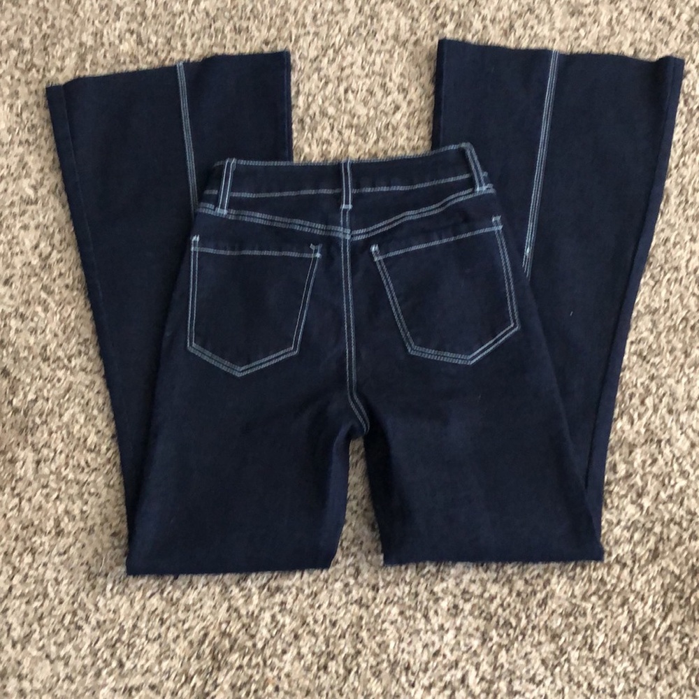 Fashion Nova Jeans Finer Things Stretch Flare Blue SZ 0 NWT - Picture 5 of 9